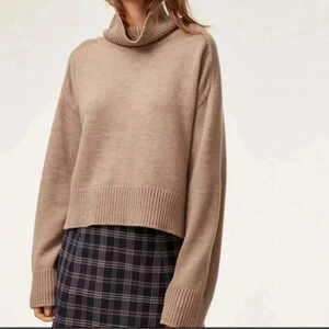 Babaton Aritzia Titus Cropped 100 Merino Wool Turtleneck Sweater  Sz XS/S…